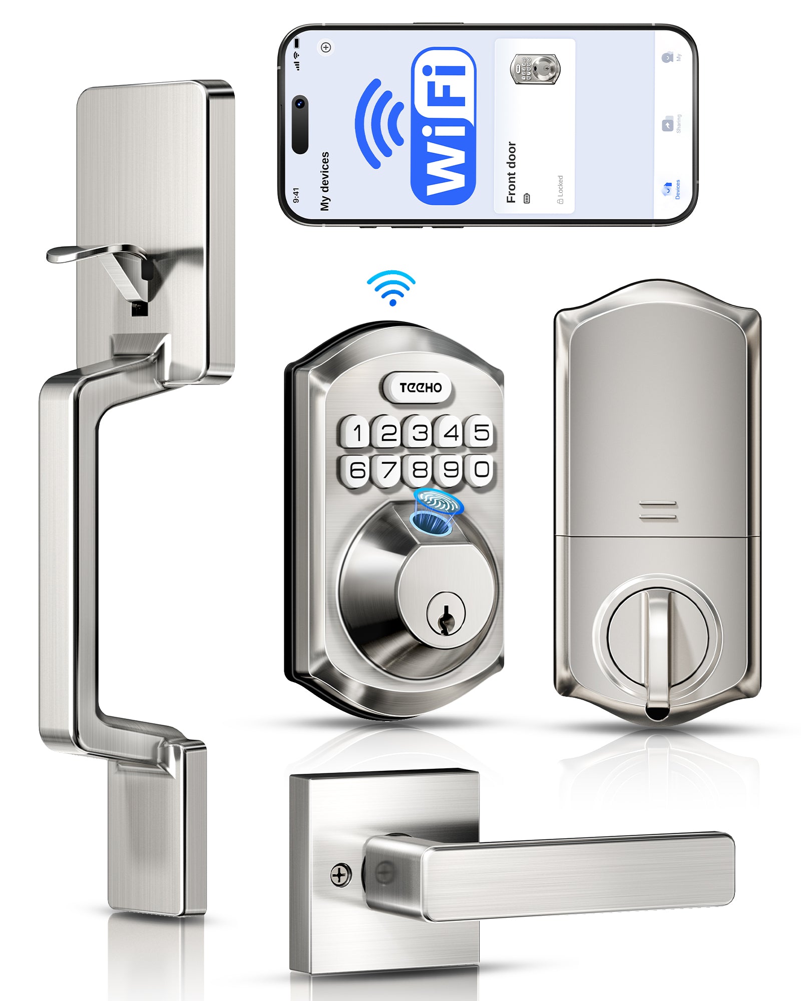 TEEHO WiFi Smart Keyless Entry Door Lock with Handle