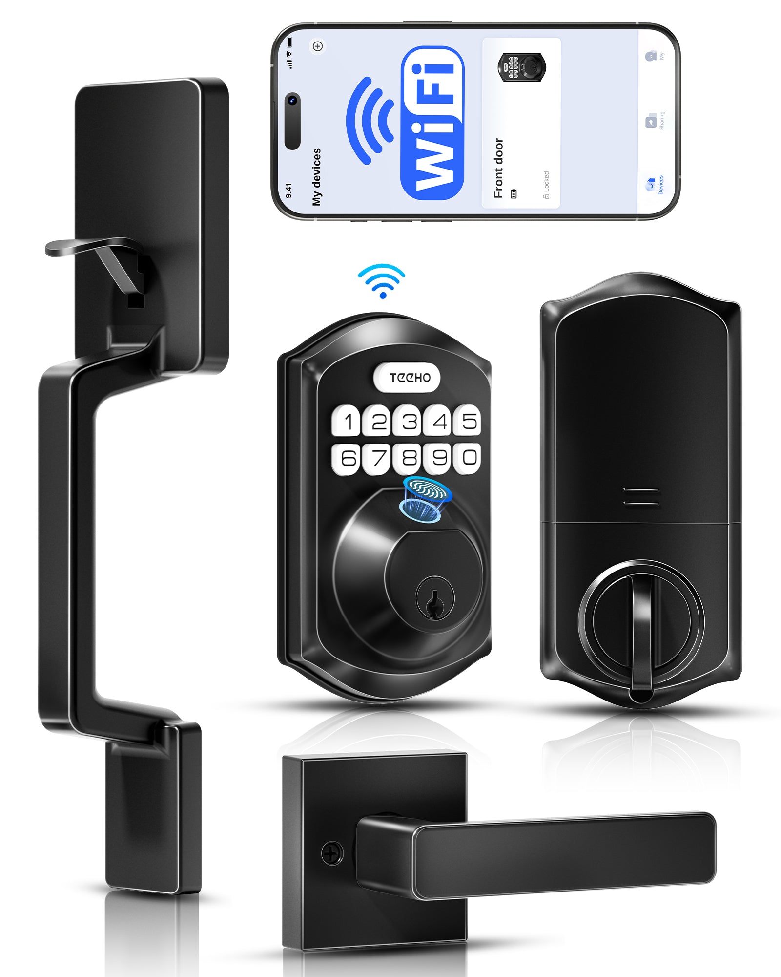 TEEHO WiFi Smart Keyless Entry Door Lock with Handle