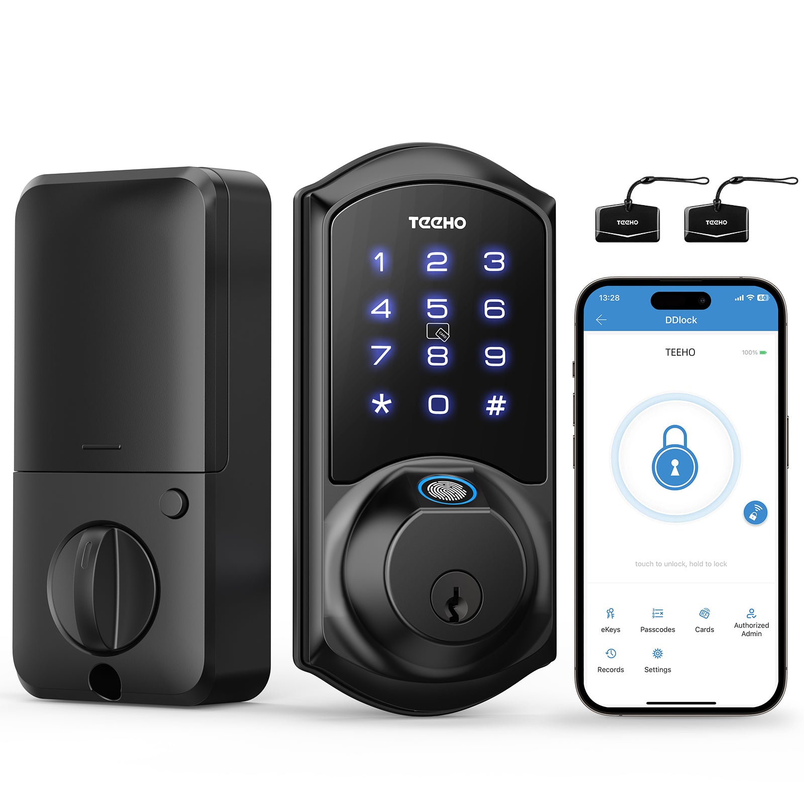 TEEHO TE007 Smart Lock - Fingerprint Deadbolt - 5-in-1 Keyless Entry Door Locks with Keypads