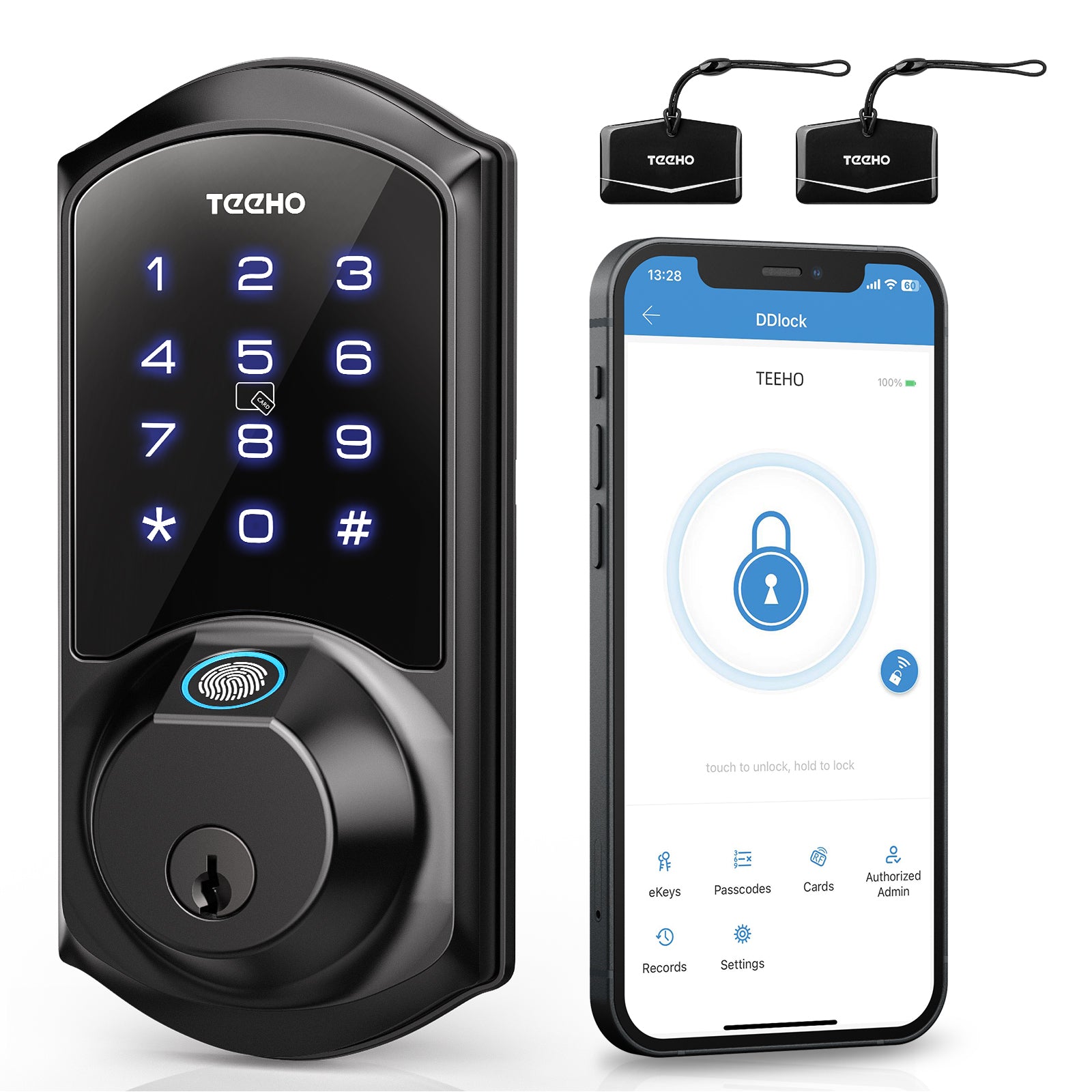 TEEHO TE007 Smart Lock - Fingerprint Deadbolt - 5-in-1 Keyless Entry Door Locks with Keypads