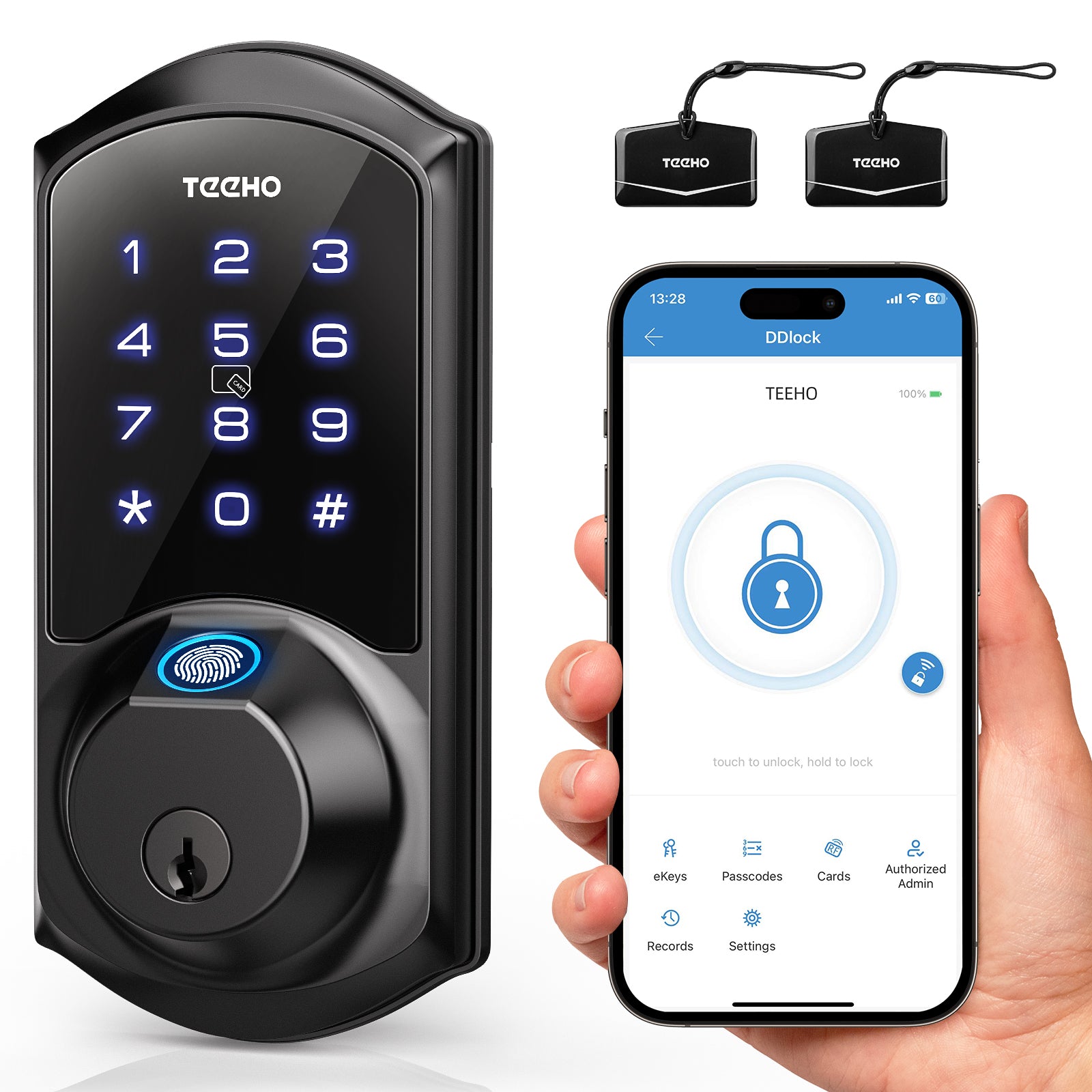TEEHO TE007 Smart Lock - Fingerprint Deadbolt - 5-in-1 Keyless Entry Door Locks with Keypads