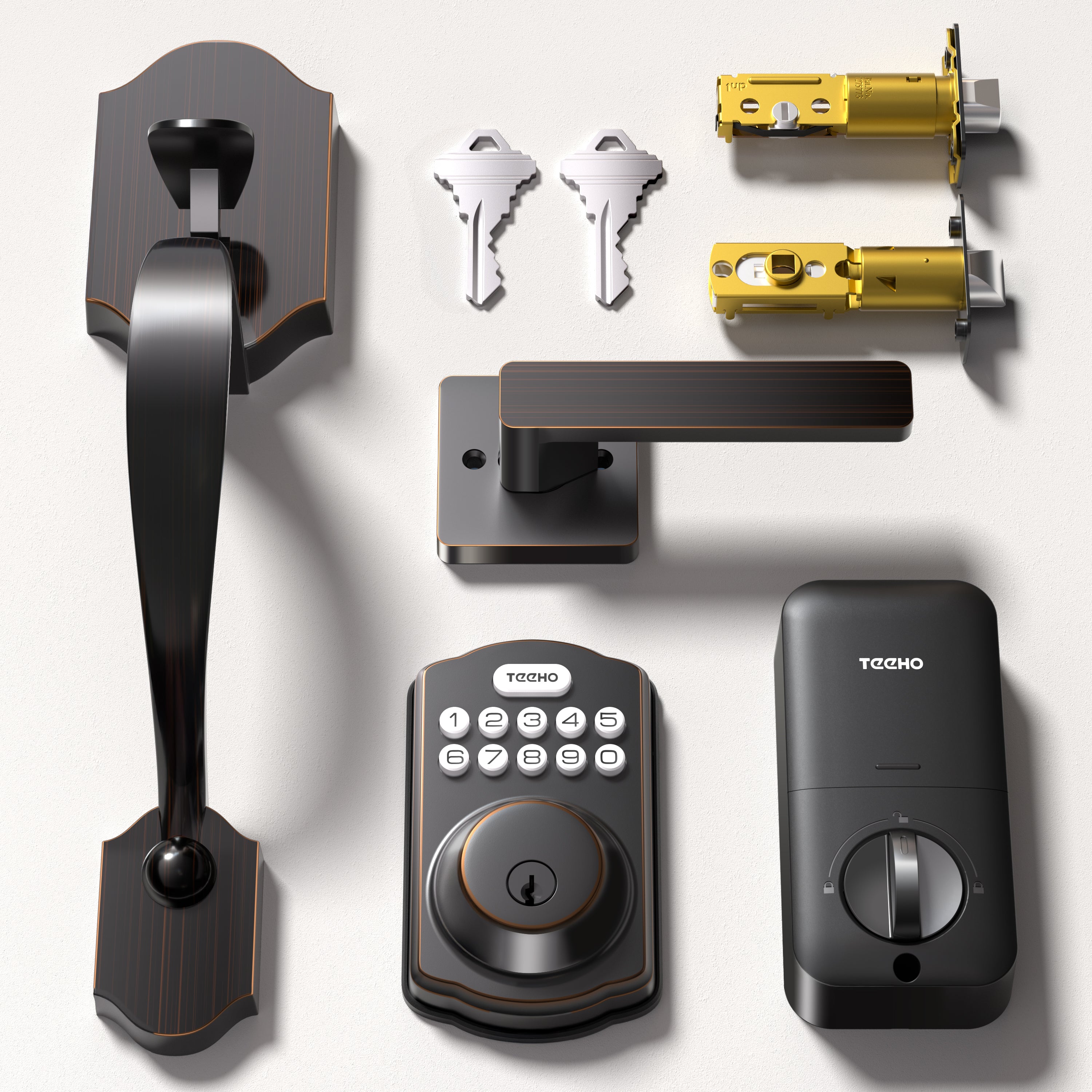 TEEHO TE001H Keyless Entry Door Lock Deadbolt with Handle Set