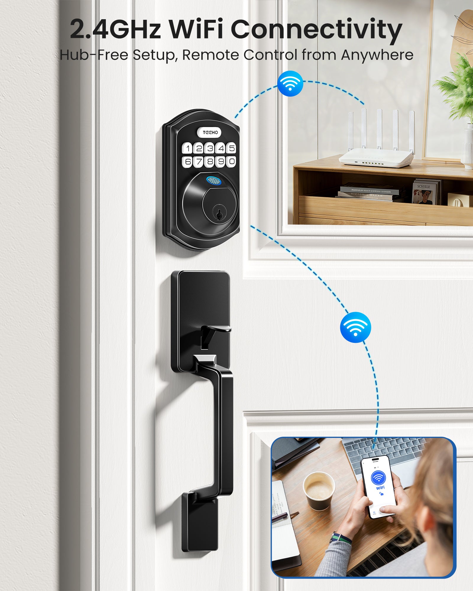 TEEHO WiFi Smart Keyless Entry Door Lock with Handle
