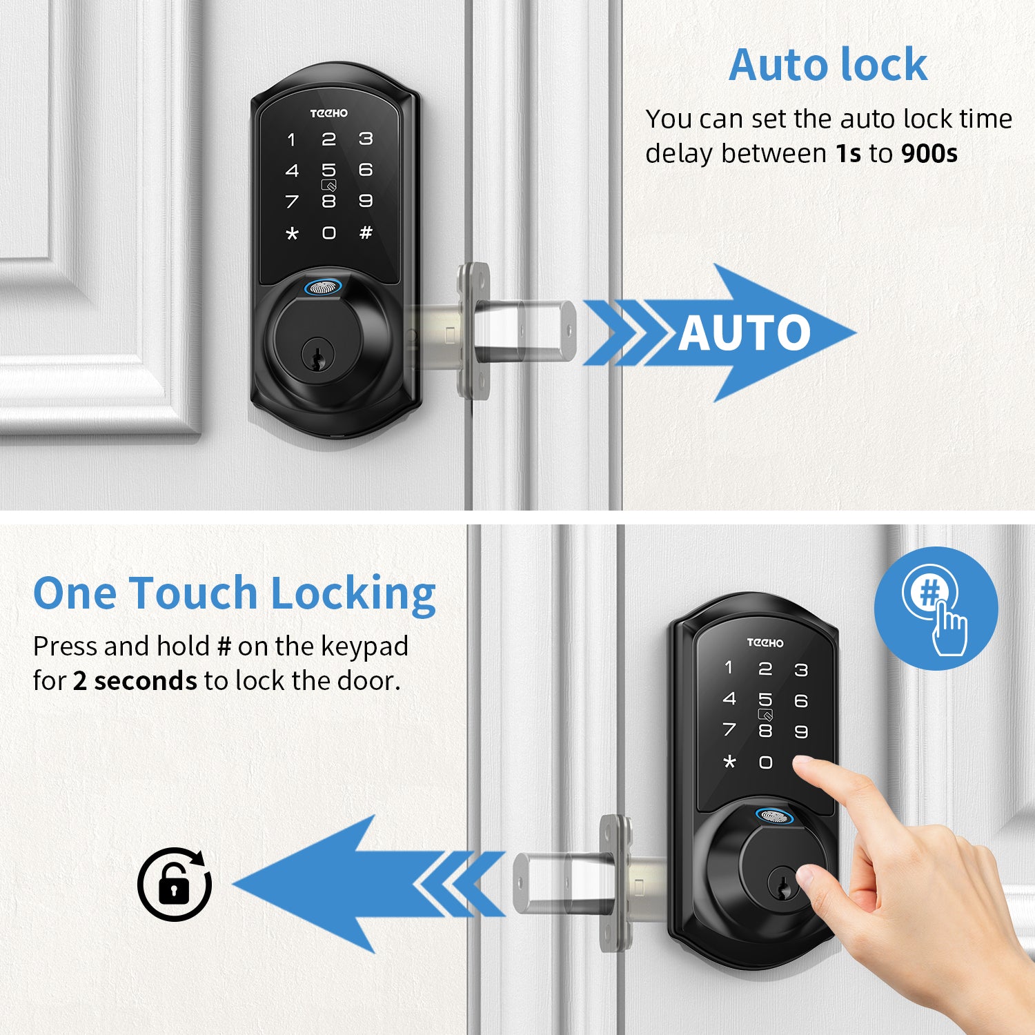 TEEHO TE007 Smart Lock - Fingerprint Deadbolt - 5-in-1 Keyless Entry Door Locks with Keypads