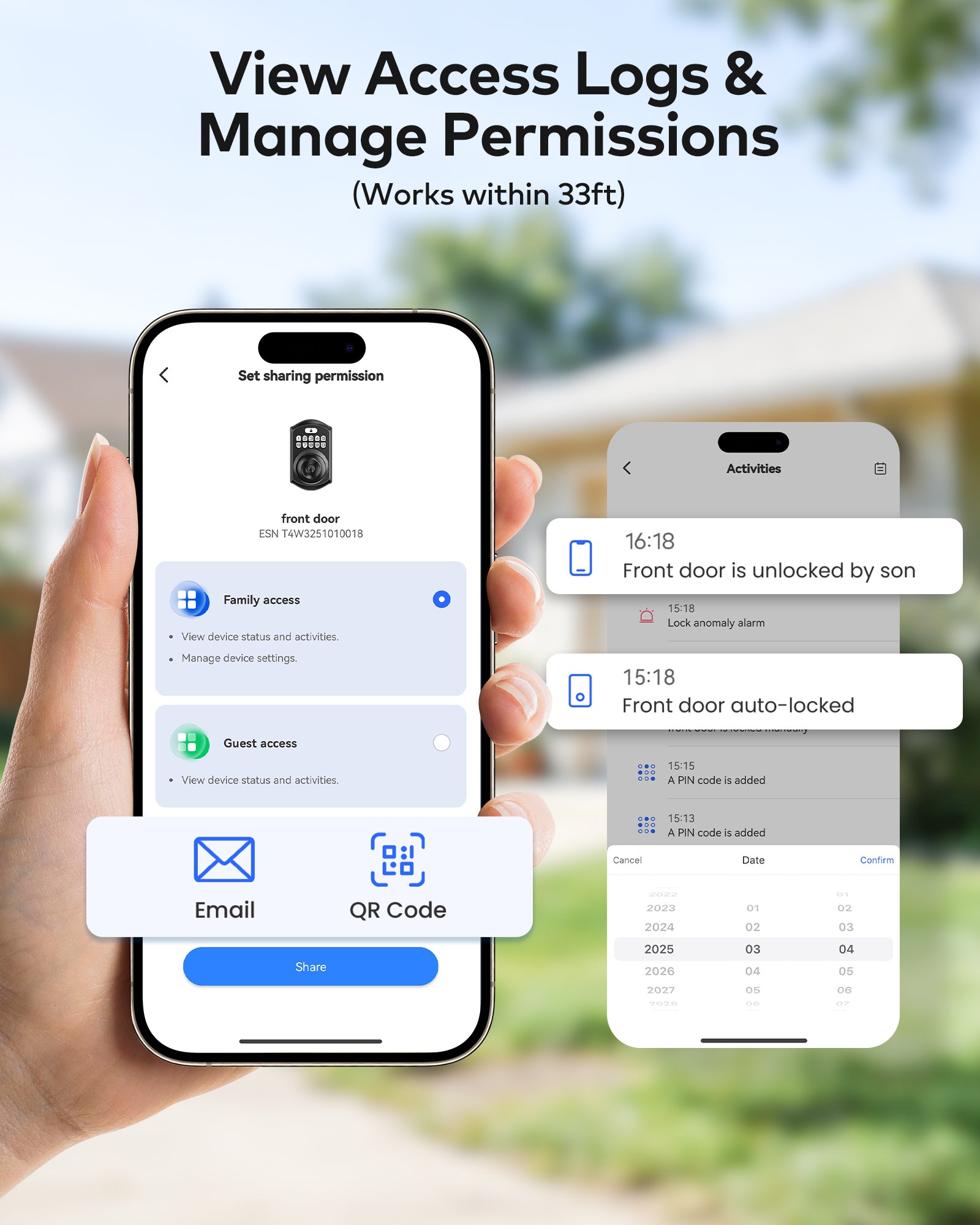 TEEHO TE018 Smart Door Knob with Keypad, App Control, Keyless Entry Digtal Door Lock with Handle, Remote Share One-Time Code, Auto Lock, Easy Installation for Front Door, Bedroom, Rental