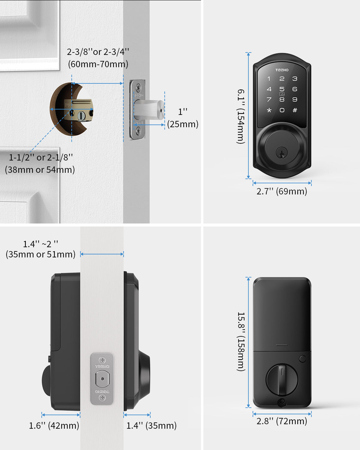 TEEHO TE006 Smart Door Lock - Keyless Entry Door Lock with Keypads