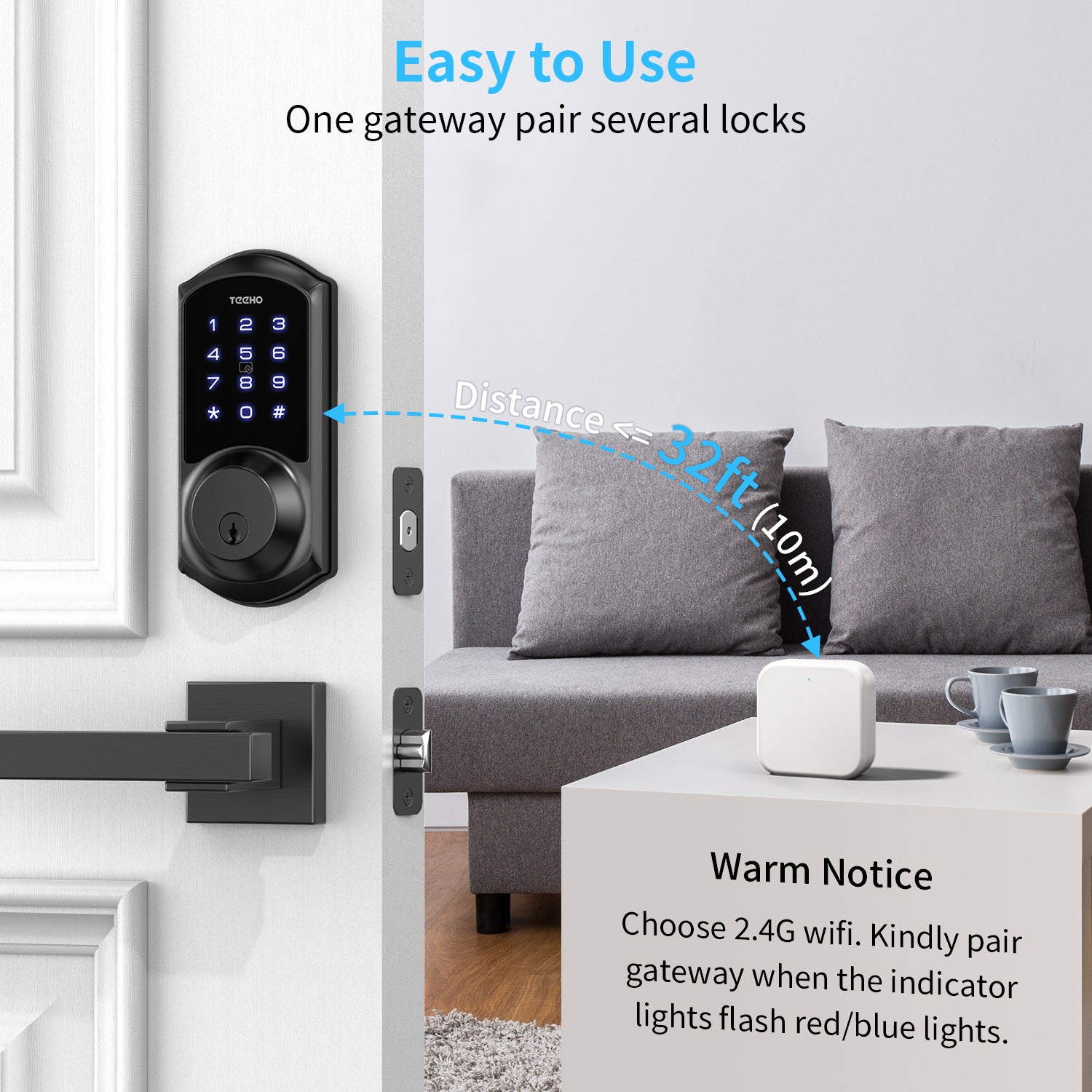 TEEHO Gateway for Smart Door Lock, G2 Hub for Keyless Entry Door Lock