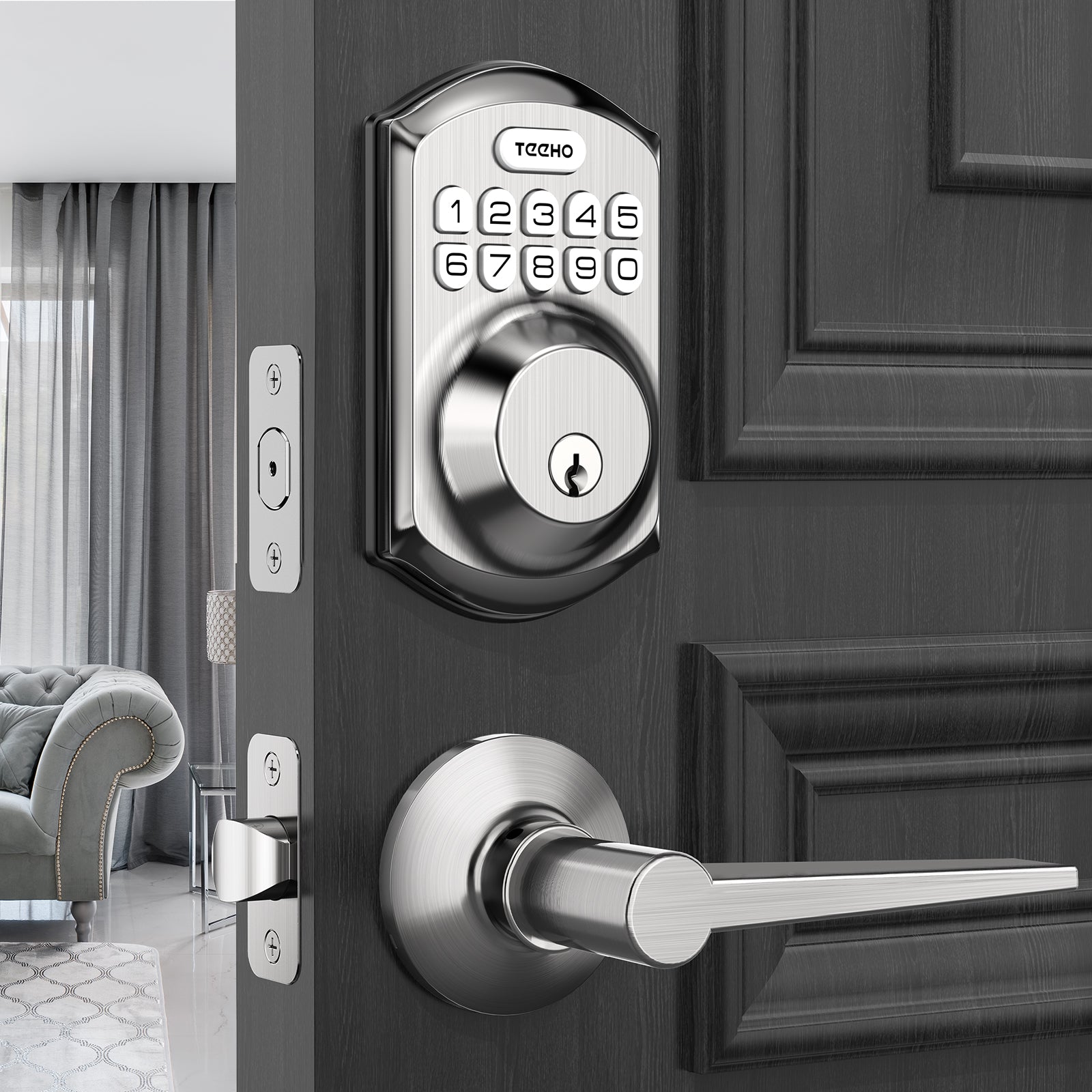 TEEHO TE001L Keyless Entry Door Lock with 2 Handles