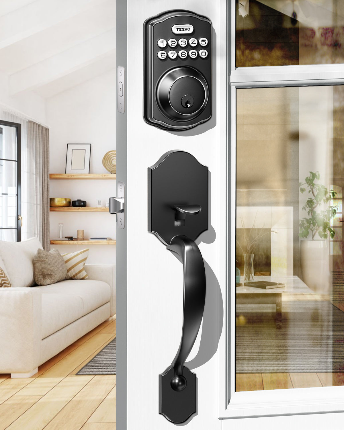 TEEHO TE001H Keyless Entry Door Lock Deadbolt with Handle Set