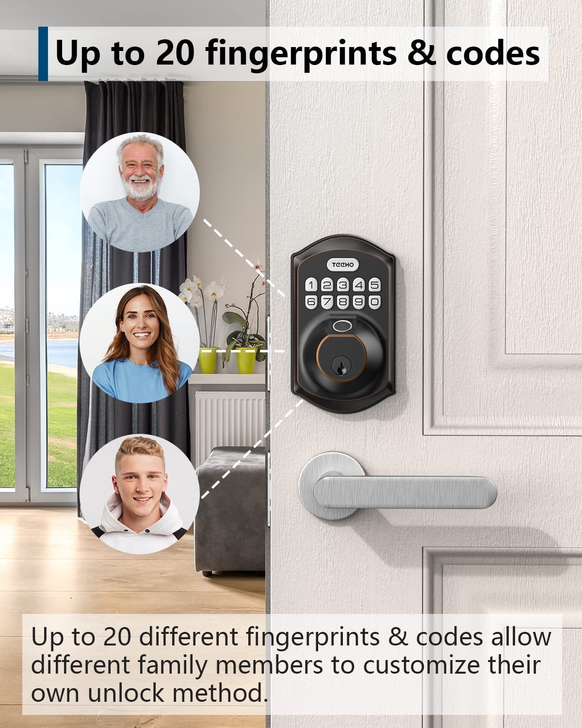 TEEHO TE002 Keypad Deadbolt with Fingerprint