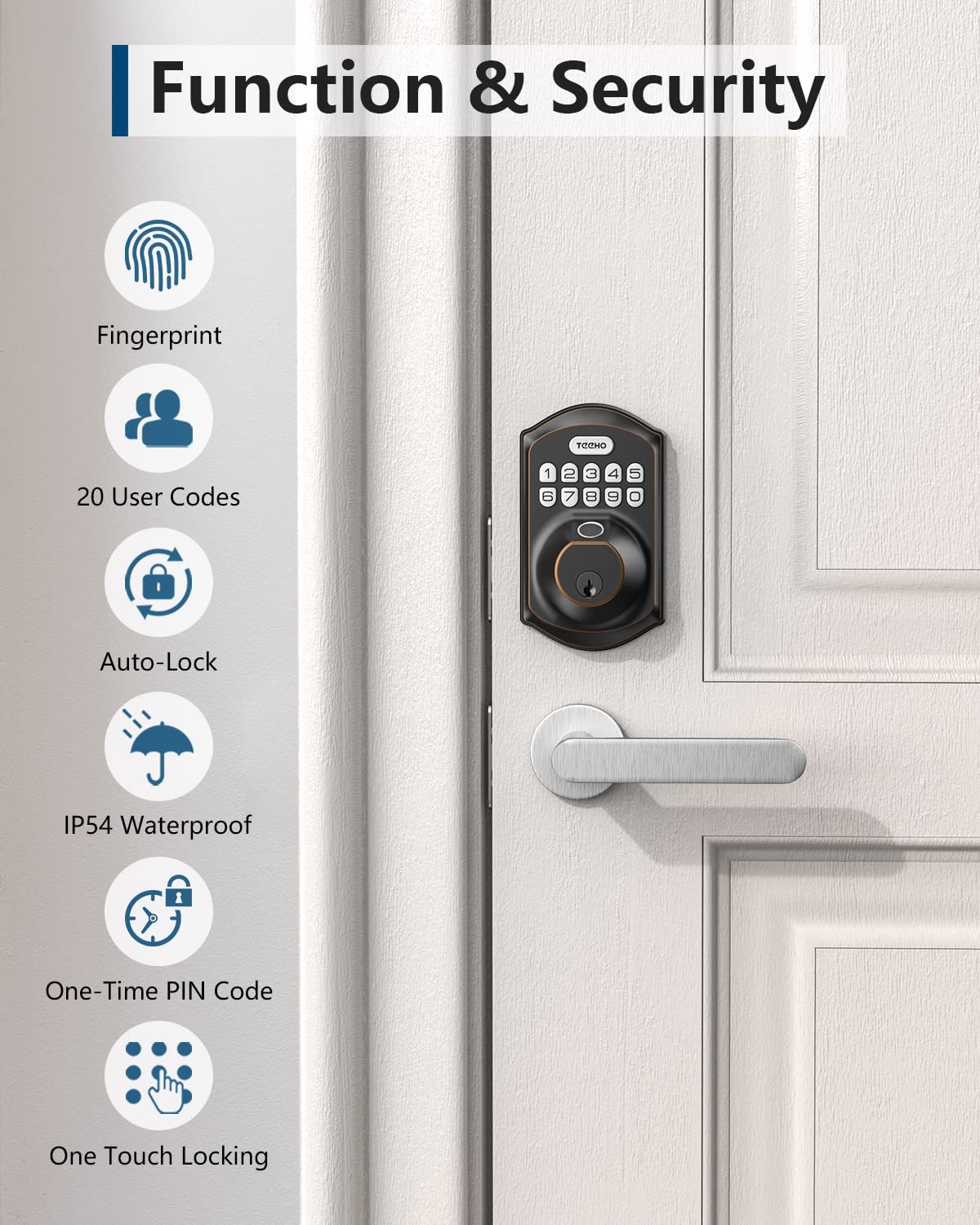 TEEHO TE002 Keypad Deadbolt with Fingerprint