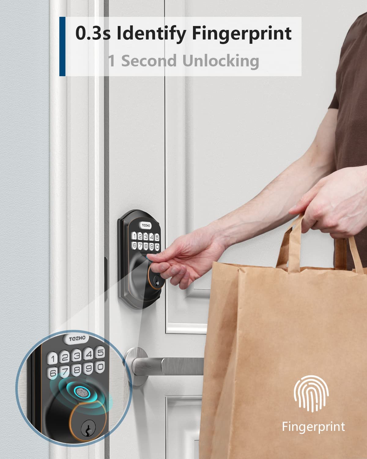 TEEHO TE002 Keypad Deadbolt with Fingerprint