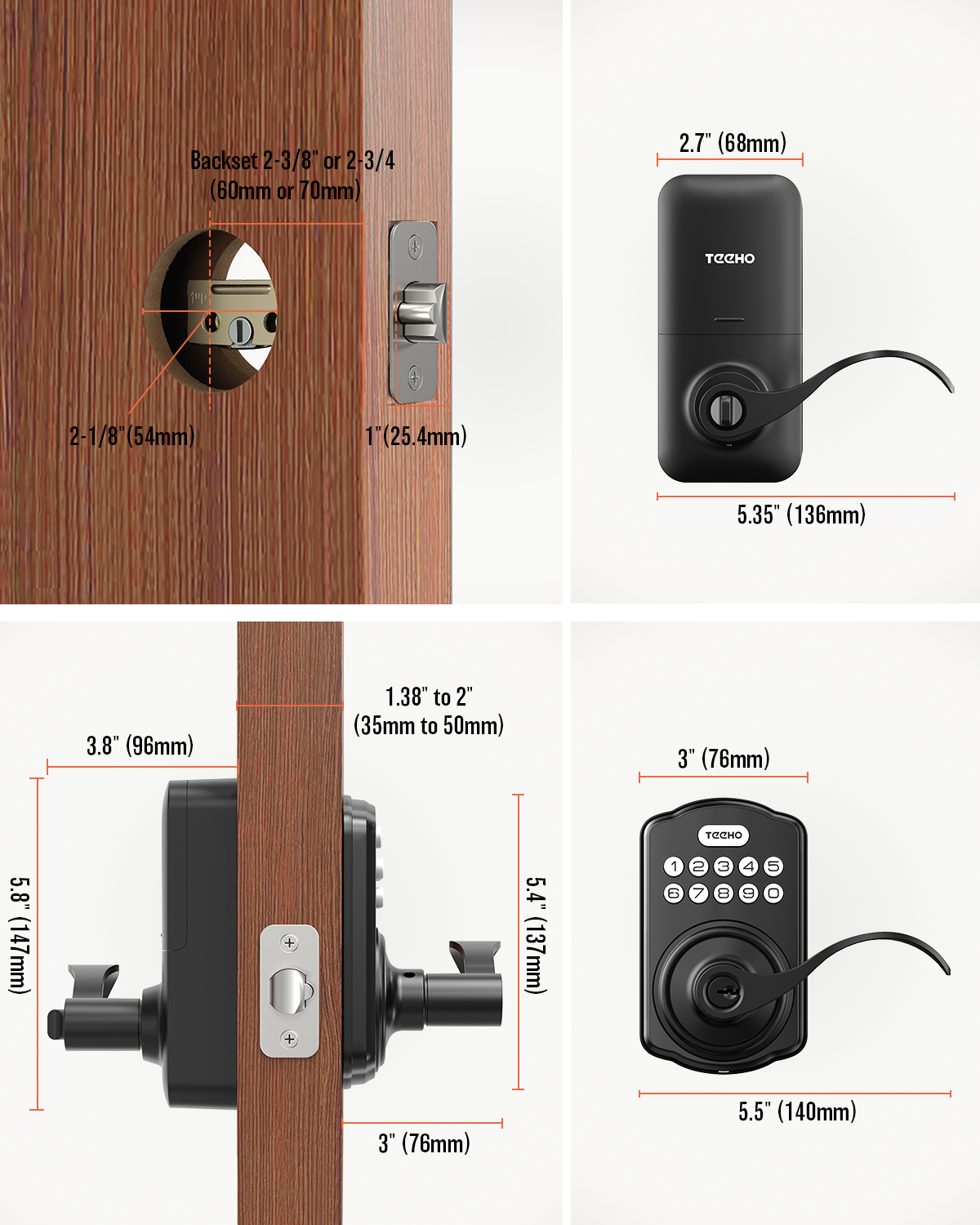 TEEHO TK004 Keypad Deadbolt Set