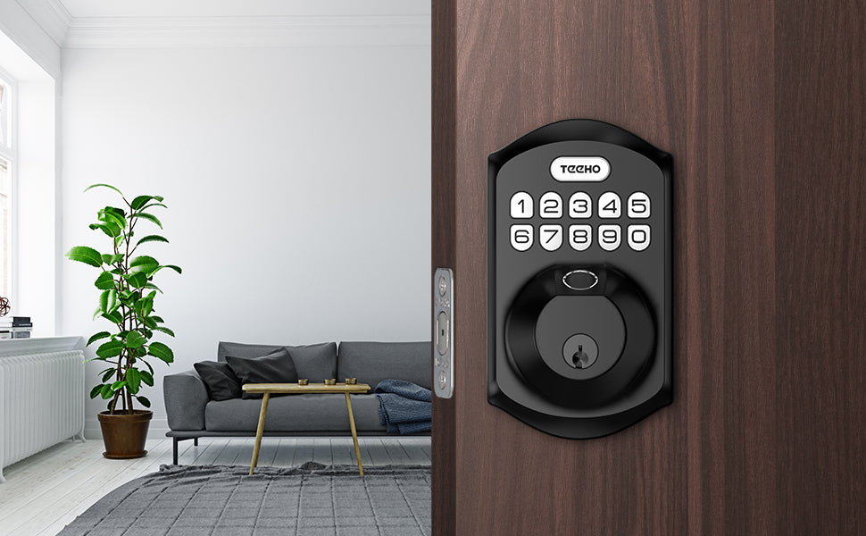 Door with Electronic Keypad Deadbolt for Security and Beauty