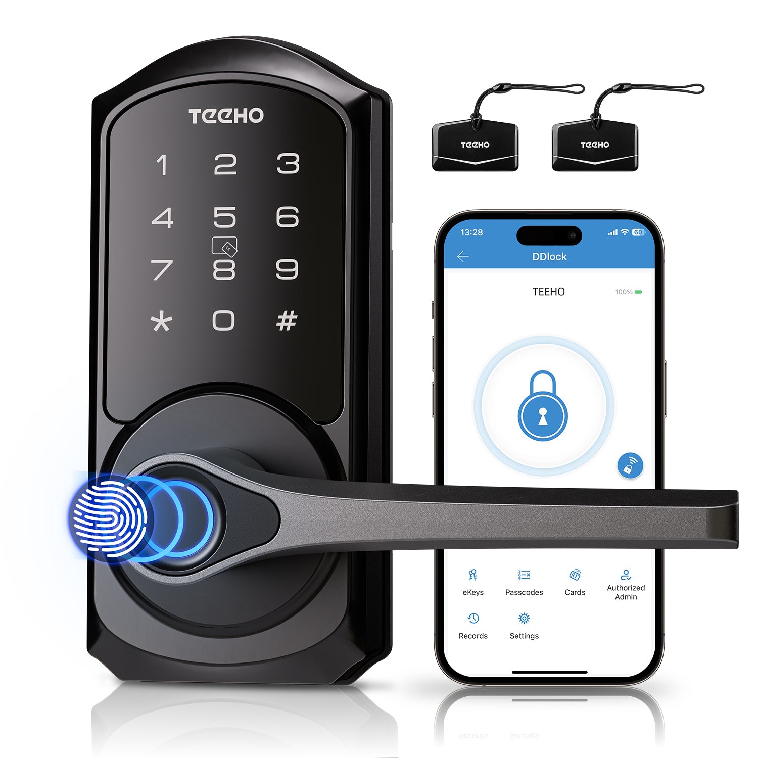  TEEHO TE002 Fingerprint Door Lock - Keyless Entry Door Lock  with Keypad - Electronic Keypad Deadbolt Lock - Smart Locks for Front Door  - Door Lock with Code - Easy Installation 