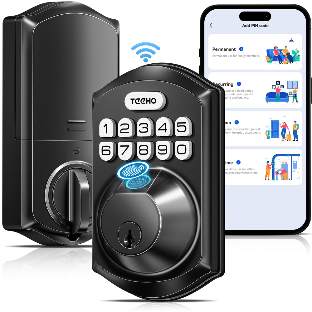 TEEHO WiFi Smart Lock TE012W, Fingerprint Door Lock with Built-in Wi-F