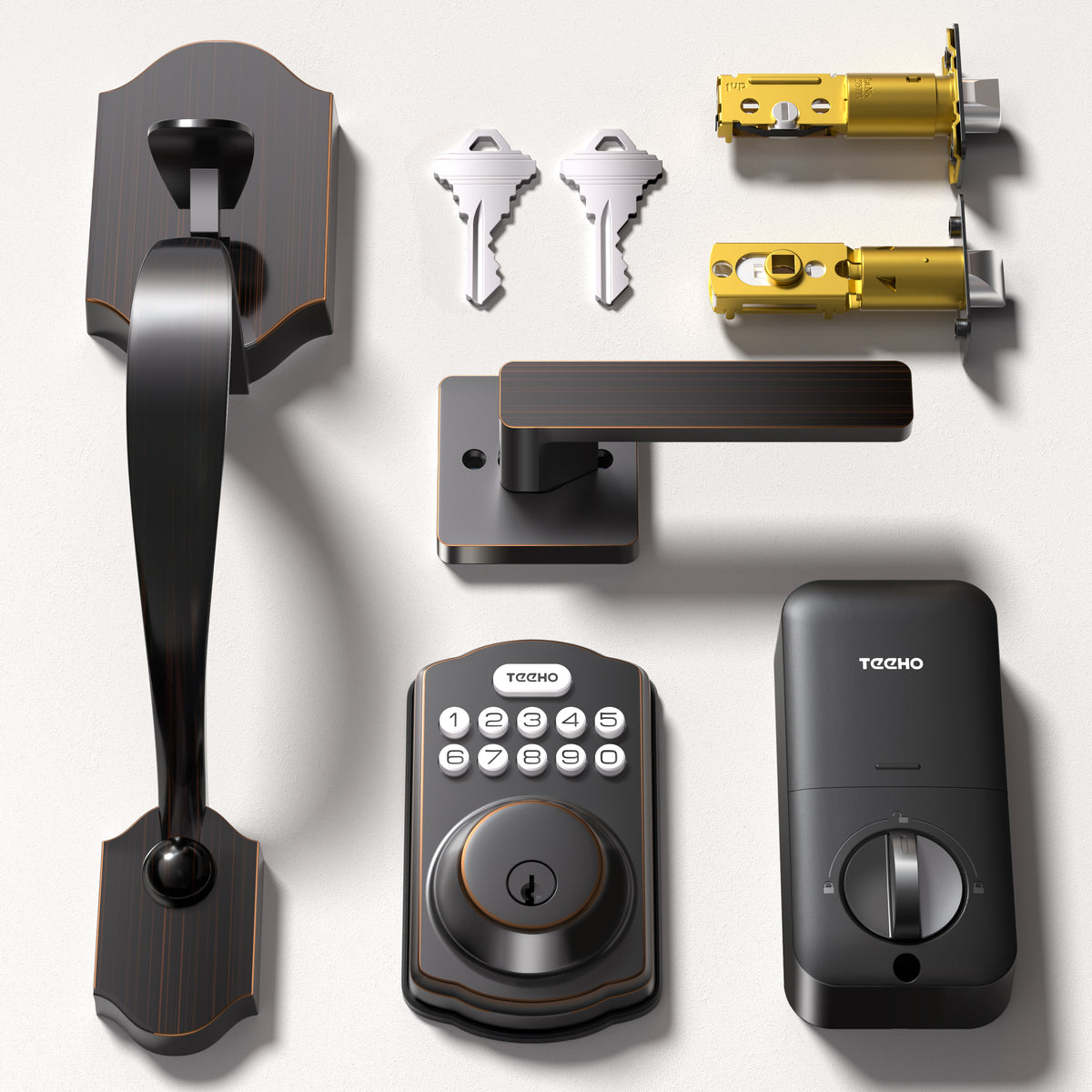 TEEHO TK001H Keyless Entry Door Lock Deadbolt with Handle Set
