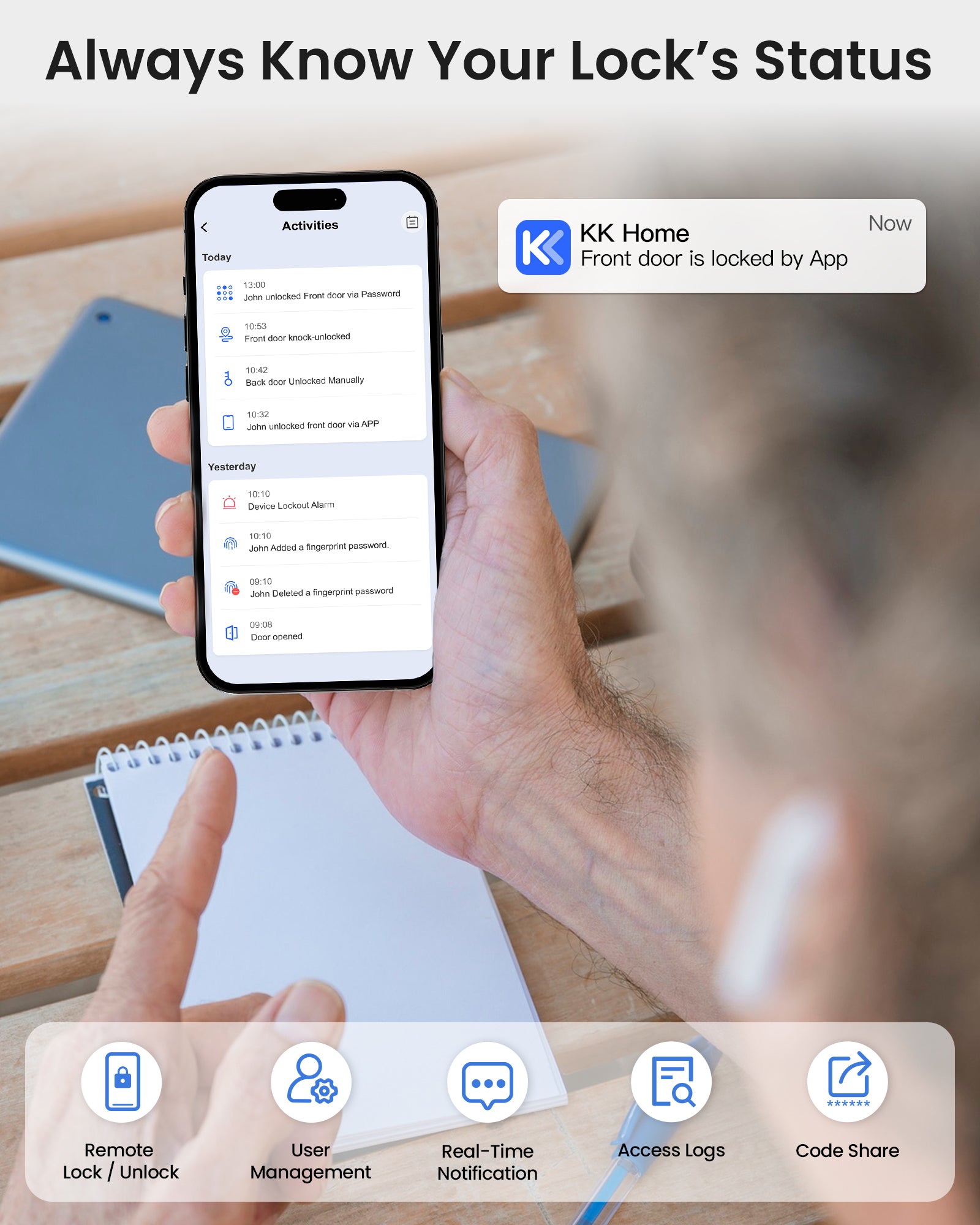 TEEHO WiFi Smart Keyless Entry Door Lock with Handle