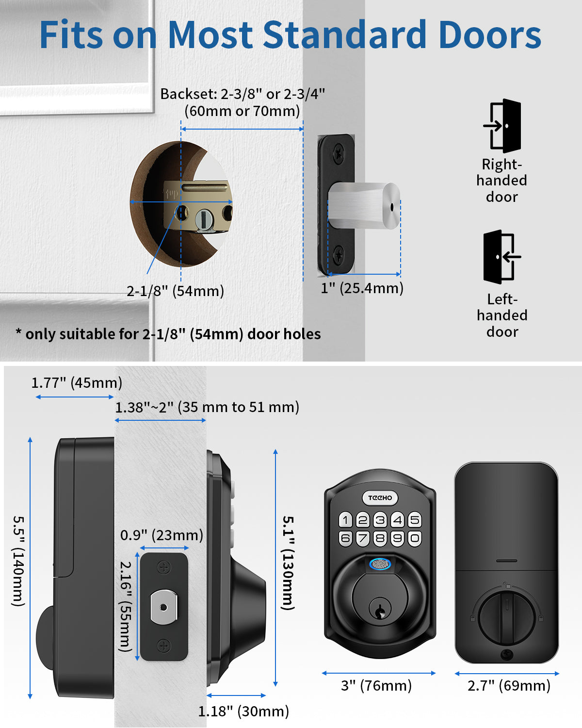 TEEHO TE002W Smart Lock Fingerprint Door Lock