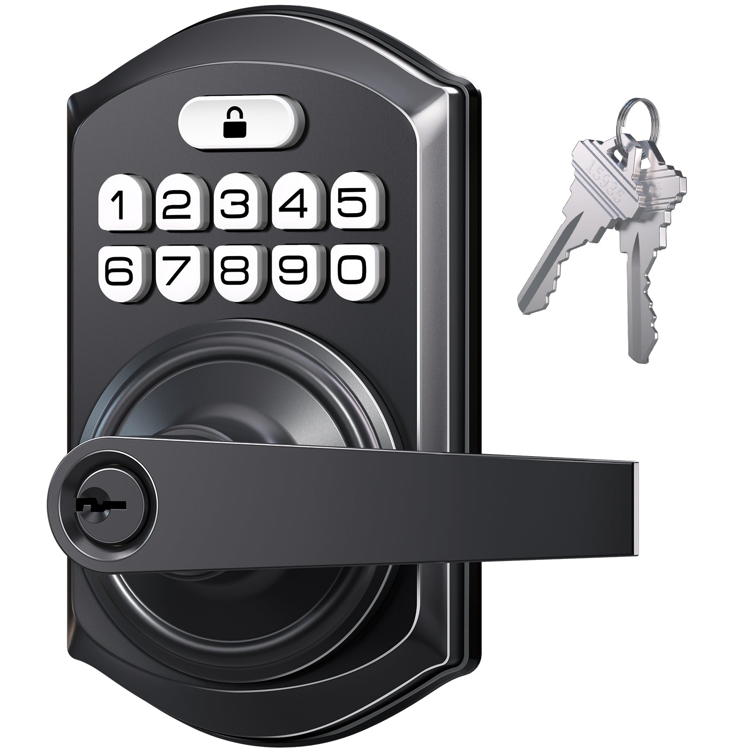 TEEHO TE004 Keyless Entry Keypad Door Lock with Handle - Front Digital Door Electronic Deadbolt with Anti-Peeping, Auto Lock & Passage Mode - Easy Installation