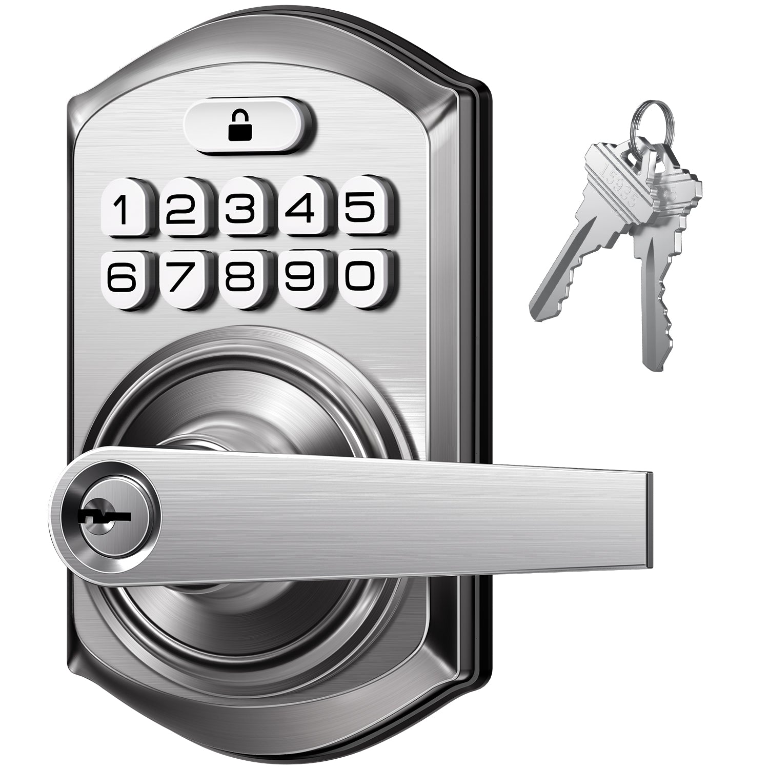 TEEHO TE004 Keyless Entry Keypad Door Lock with Handle - Front Digital Door Electronic Deadbolt with Anti-Peeping, Auto Lock & Passage Mode - Easy Installation