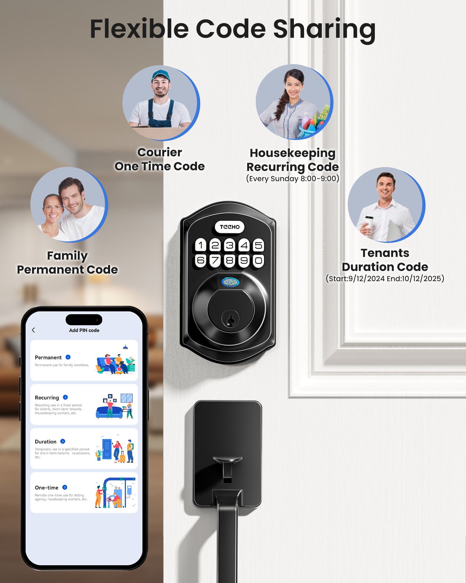 TEEHO WiFi Smart Keyless Entry Door Lock with Handle