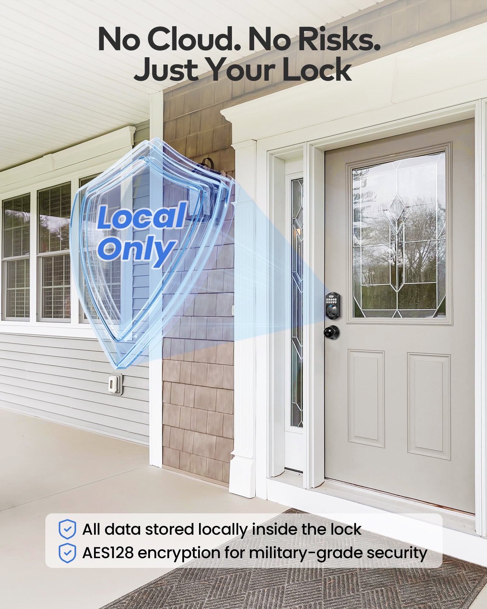 TEEHO TE012W-K WiFi Smart Locks for Front Door, Fingerprint Keyless Entry Door Lock with 2 Knobs, Built-in WiFi and App Remote Control, Electronic Keypad Deadbolt with Handle Set