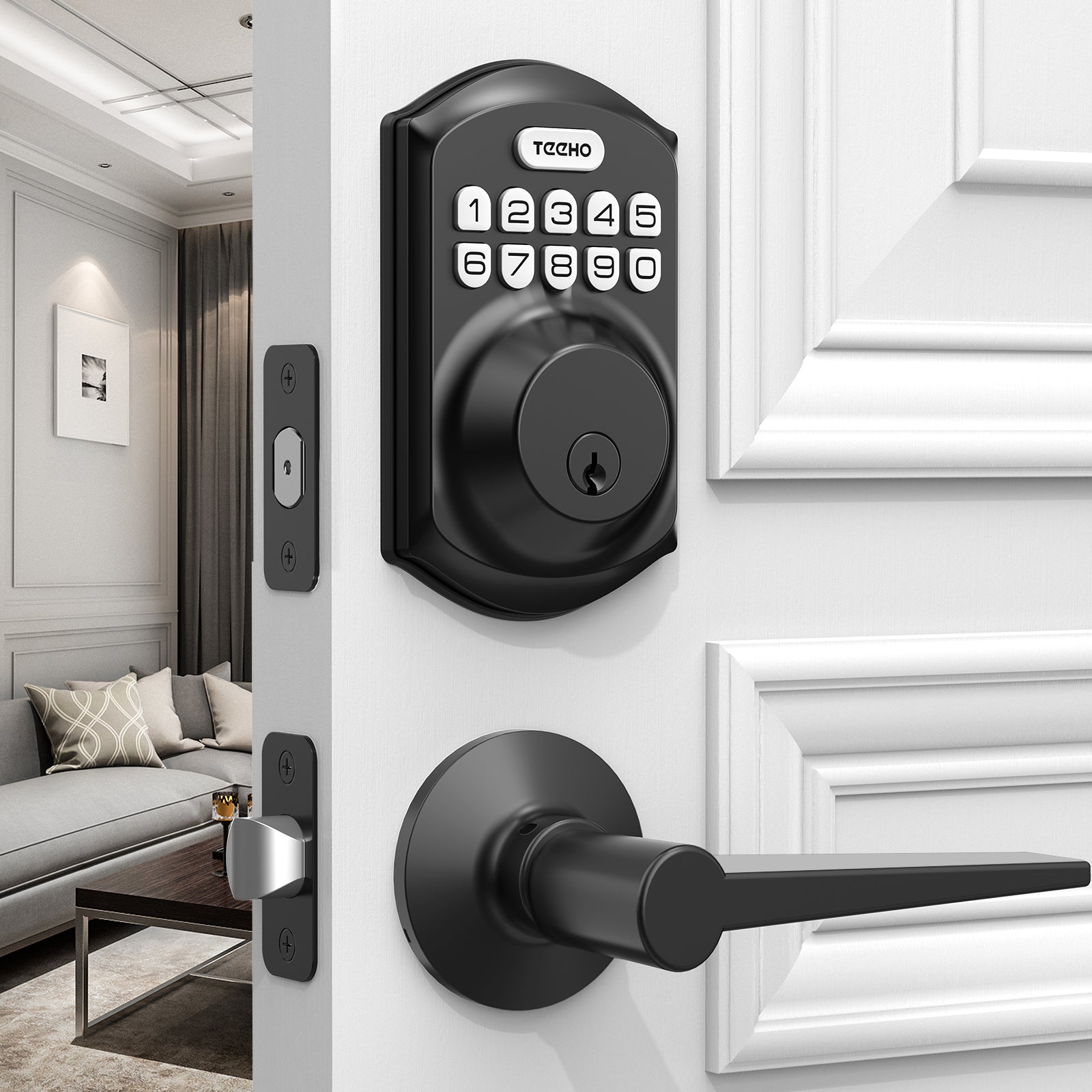 TEEHO TE001L Keyless Entry Door Lock with 2 Handles