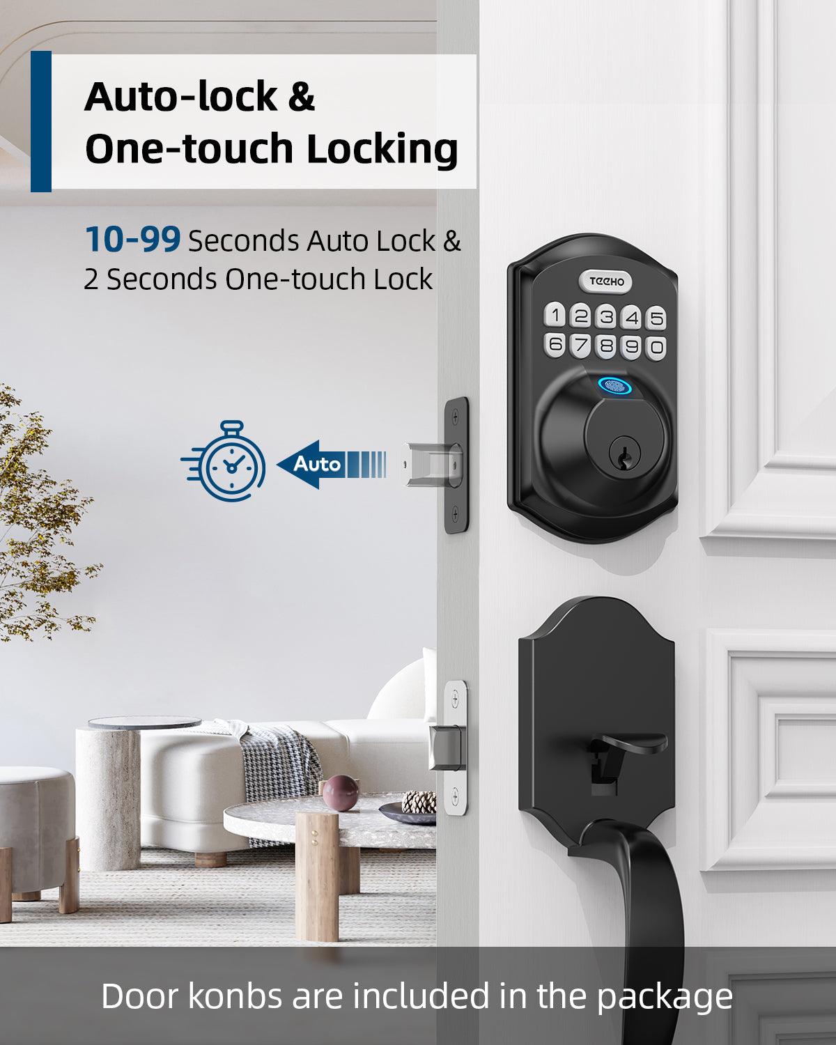 TEEHO TE002H Smart Keypad Deadbolt Set for Front Door