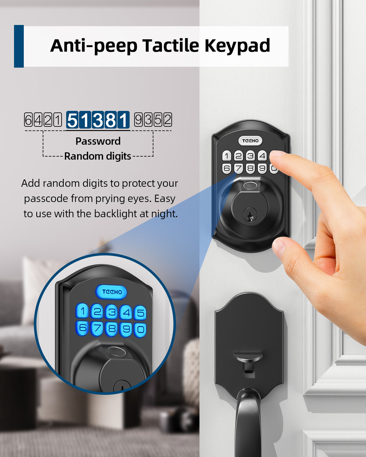 TEEHO TE002H Smart Keypad Deadbolt Set for Front Door