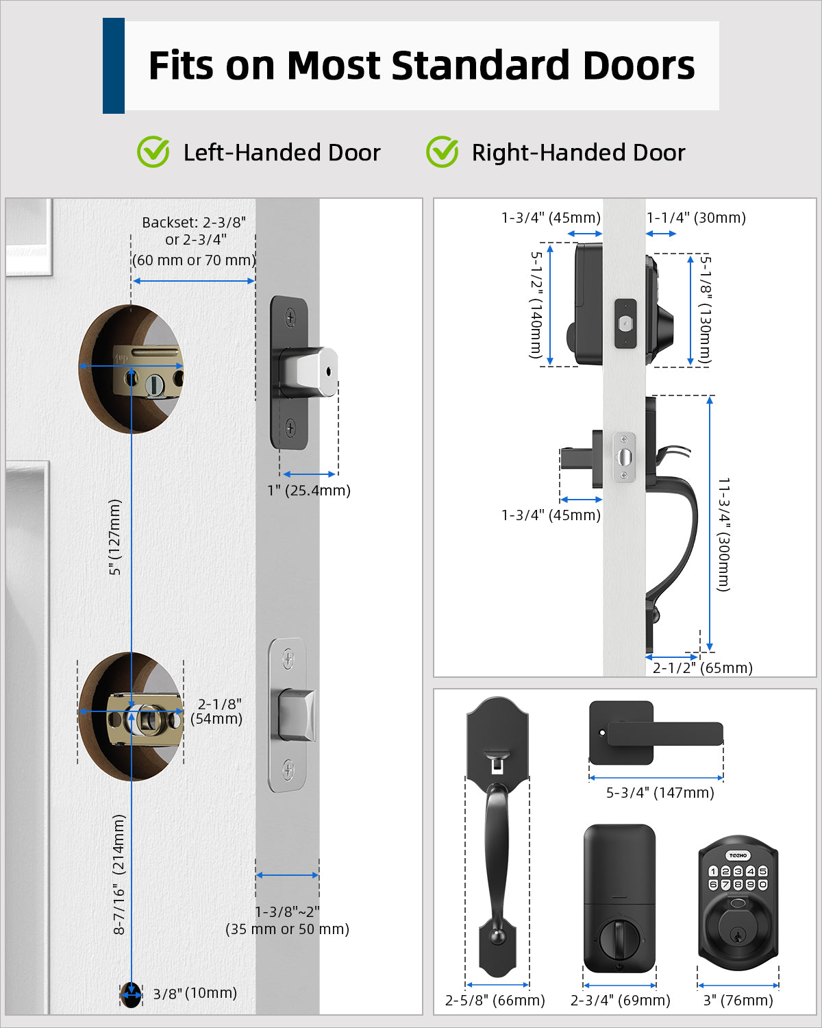 TEEHO TE002H Smart Keypad Deadbolt Set for Front Door