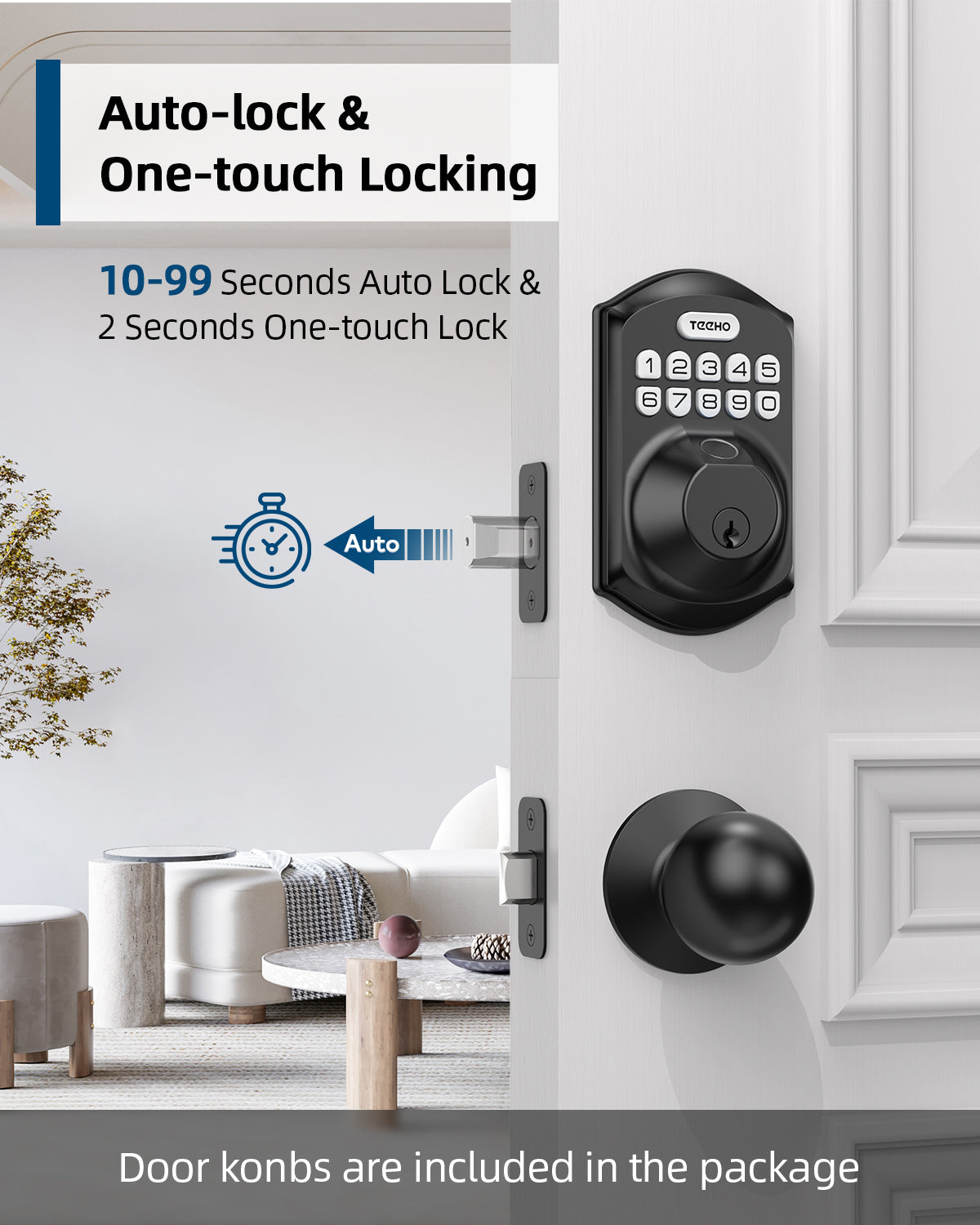 TEEHO TE002K Keypad Deadbolt Set with Fingerprint - Keyless Entry Front Door Lock Set with Fingerprint